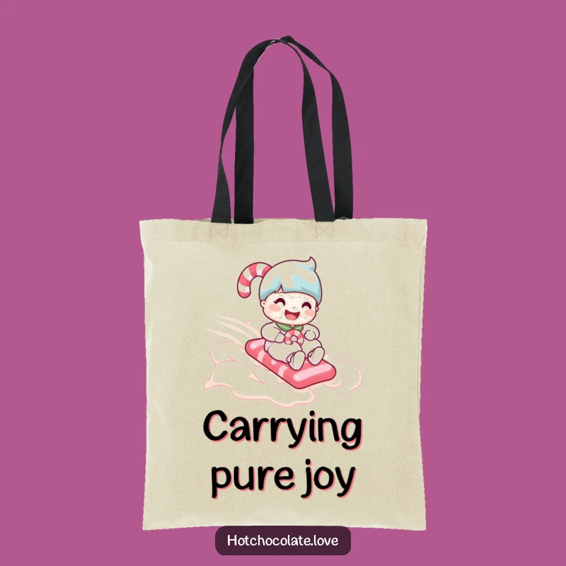 Funny Candy Cane Tote Bag: Whipped Cream Slope Design - Stylish & Hilarious Accessory