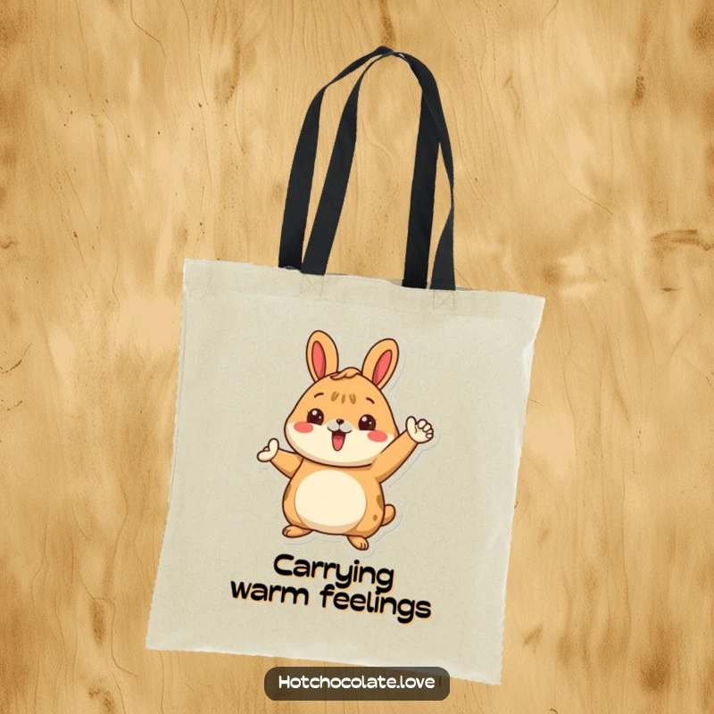 Funny tote bag with a proud cinnamon bun character in a warm, inviting pose, perfect for shopping and everyday use.