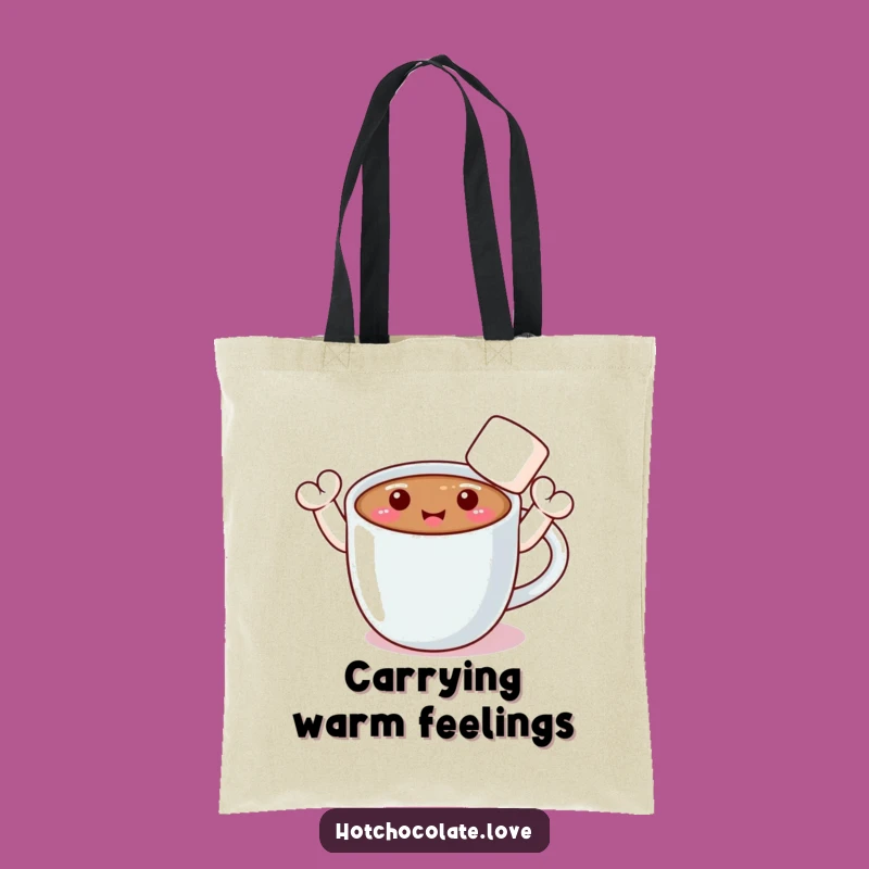 Funny Hot Chocolate Tote: Waving Marshmallow Arms for Stylish, Humorous Carry-All Gift