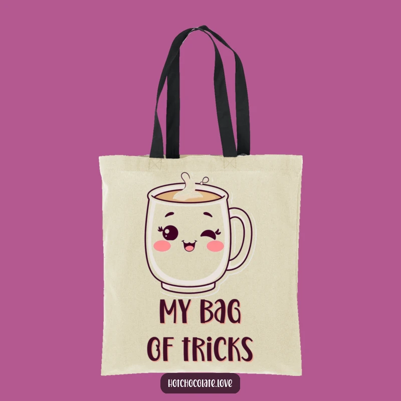 Funny Bubbling Mug Tote Bag: Content Winking Character Carryall
