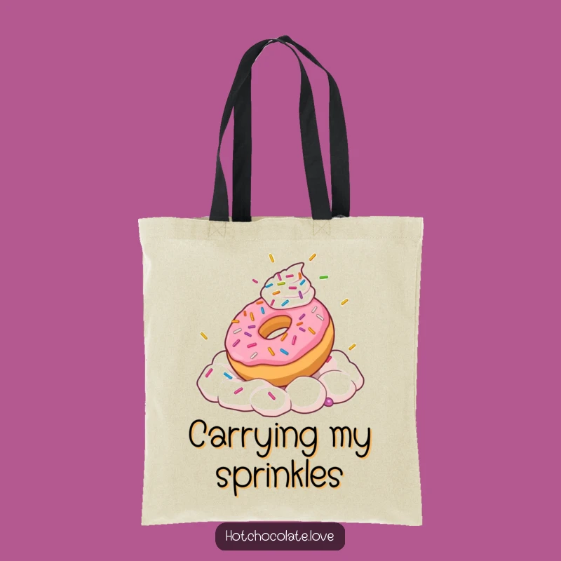 Funny Donut Tote Bag: Frolicking Sprinkles, Sweet Carry-All, Perfect Gift